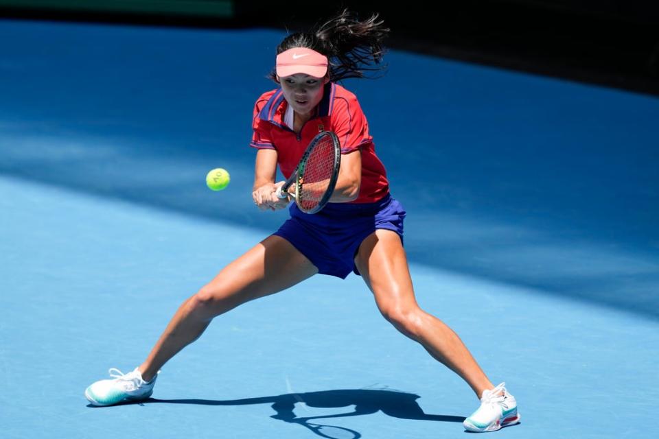 Emma Raducanu practises at Melbourne Park on Saturday (Simon Baker/AP) (AP)