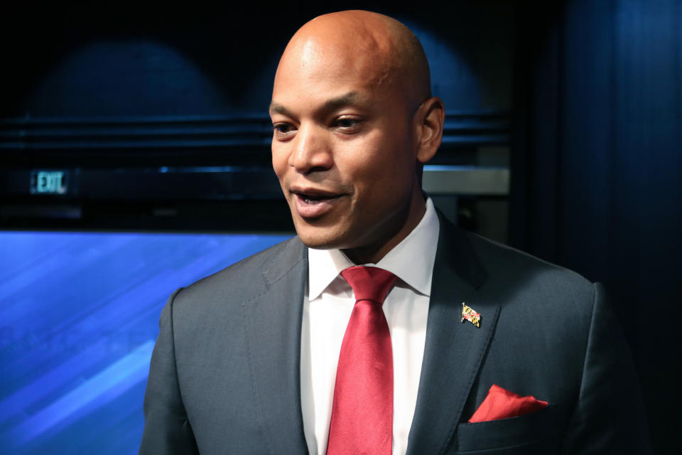 FILE - Maryland Democrat Wes Moore talks to reporters on June 6, 2022 in Owings Mills, Md., after a Democratic primary debate for governor of Maryland. One of the best opportunities for Democrats to regain a governor’s office this year is in Maryland, and the race to succeed term-limited Republican Larry Hogan has drawn a crowd of candidates. (AP Photo/Brian Witte, File)