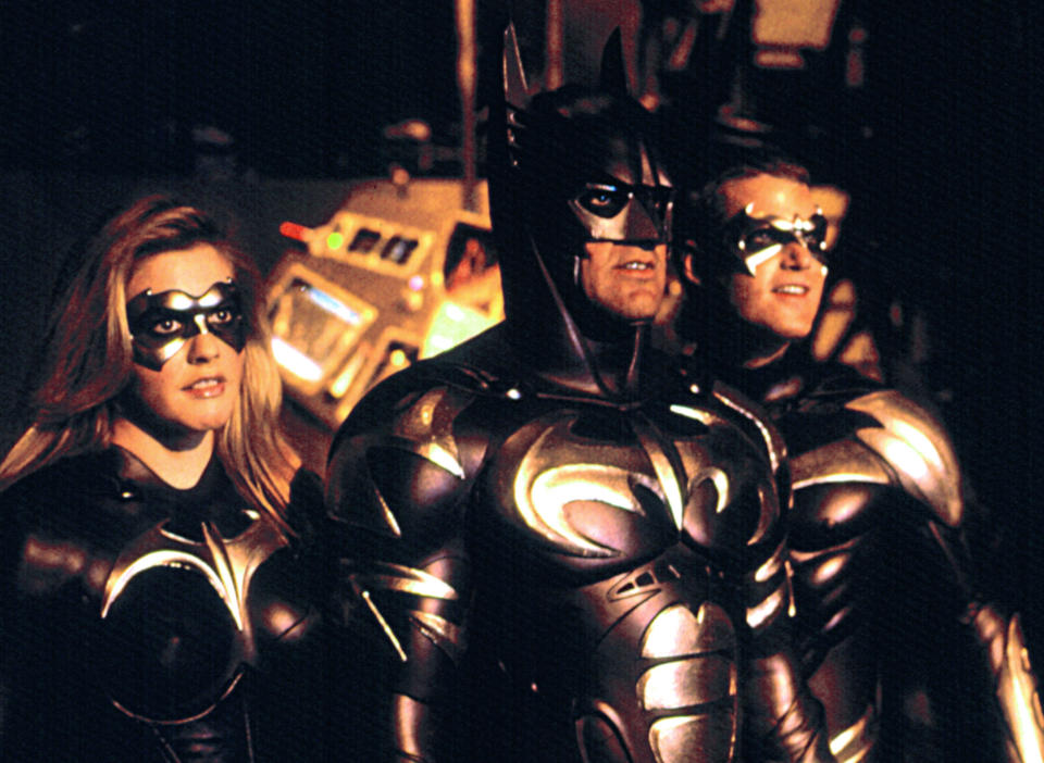 BATMAN AND ROBIN, Alicia Silverstone, George Clooney, Chris O'Donnell, 1997, (c)Warner Bros./courtes ((C)Warner Bros / Courtesy Everett Collection)