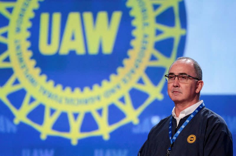FILE PHOTO: UAW President Shawn Fain chairs the 2023 Special Elections Collective Bargaining Convention