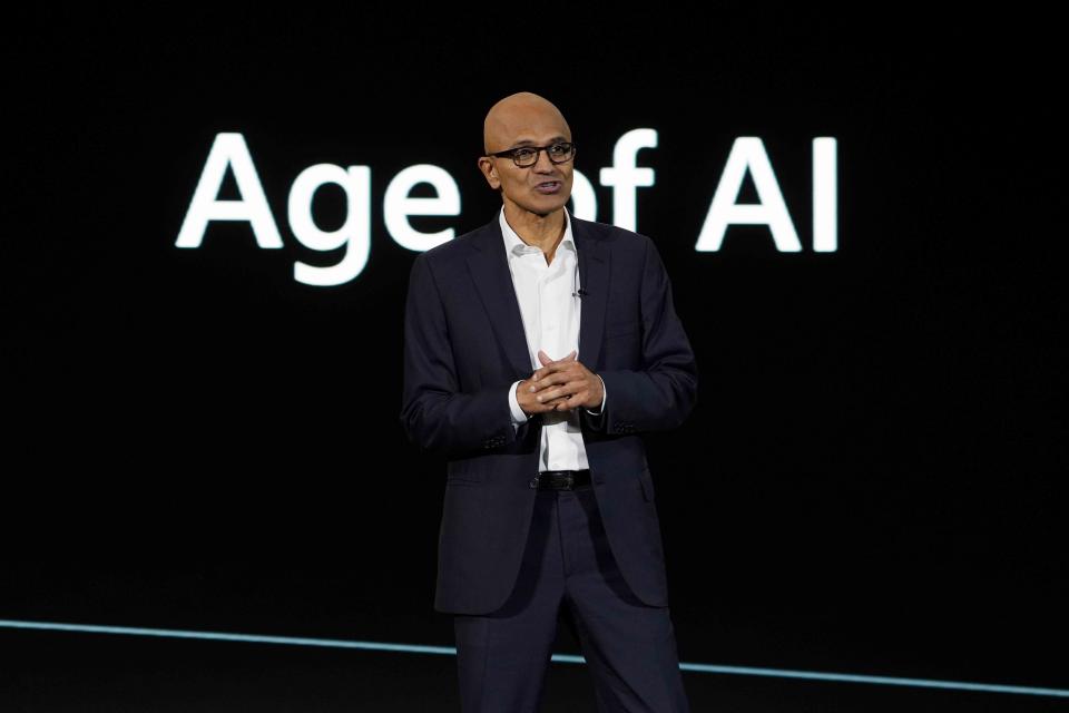 <p>Dimas Ardian / Bloomberg / Getty Images</p> Microsoft CEO Satya Nadella speaks during the company event on AI technologies in Jakarta, Indonesia, on Tuesday, April 30, 2024.