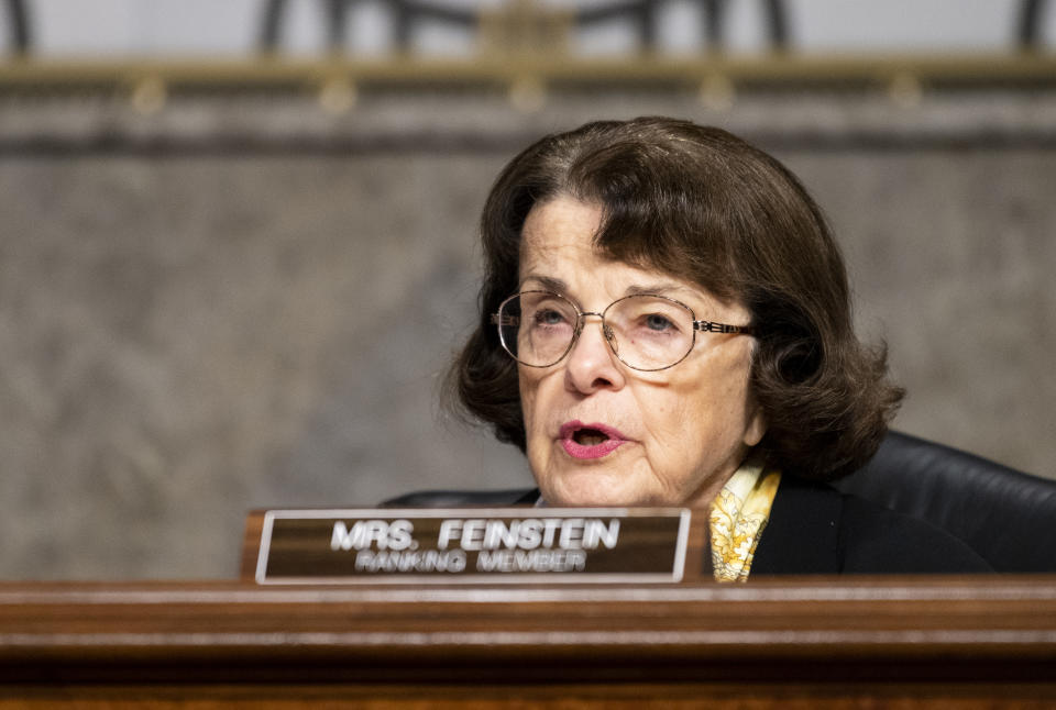 Senator Dianne Feinstein, a Democrat from California and ranking member of the Senate Judiciary Committee, speaks during a hearing in Washington, D.C., U.S., on Tuesday, Nov. 18, 2020. / Credit: Photographer: Bill Clark/CQ Roll Call/Bloomberg via Getty Images