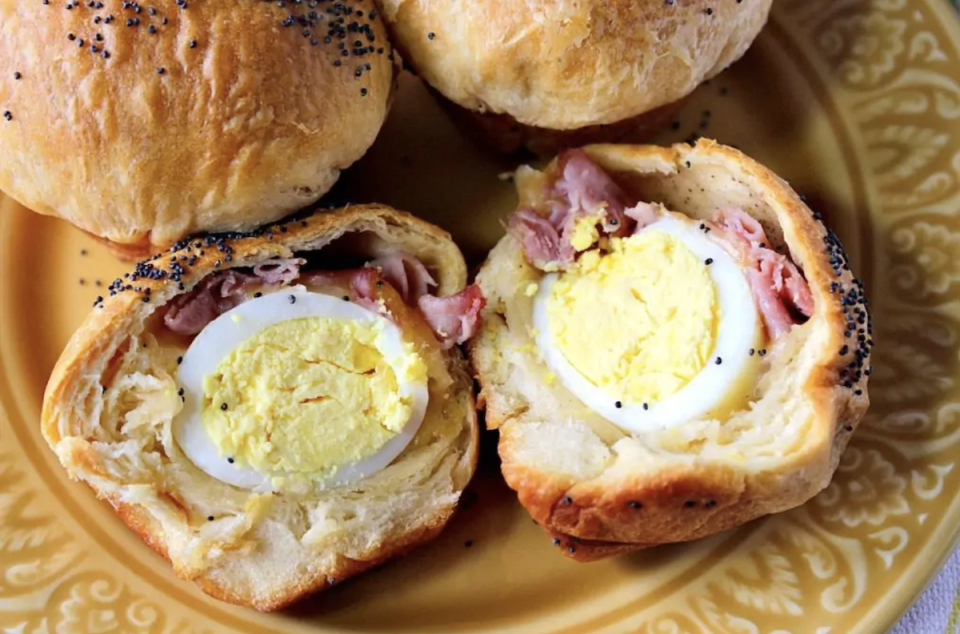 Hard Boiled Egg and Ham Stuffed Biscuit