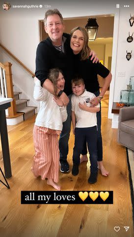 <p>Savannah Guthrie/Instagram</p> Savannah Guthrie, husband Michael Feldman and their children, Vale and Charley