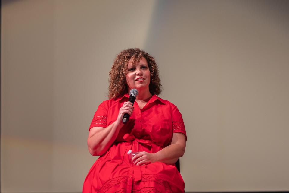 Utah Congressional District 2 representative candidate Celeste Maloy speaks during the first Congressional District 2 debate at Woods Cross High School in Woods Cross on June 20, 2023. | Ryan Sun, Deseret News