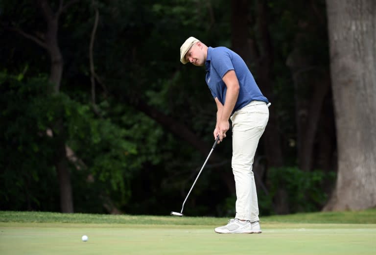 England's Harry Hall will take a three-shot lead into the weekend at the PGA Tour's Charles Schwab Challenge in <a class="link " href="https://sports.yahoo.com/ncaaf/teams/texas/" data-ylk="slk:Texas;elm:context_link;itc:0">Texas</a> after a second round 66