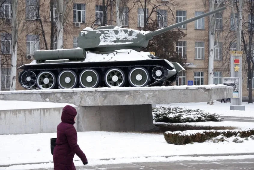 Soviet tank displayed in Kyiv
