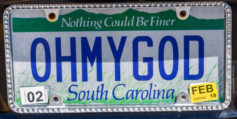 south carolina, vanity license plate, oh my god