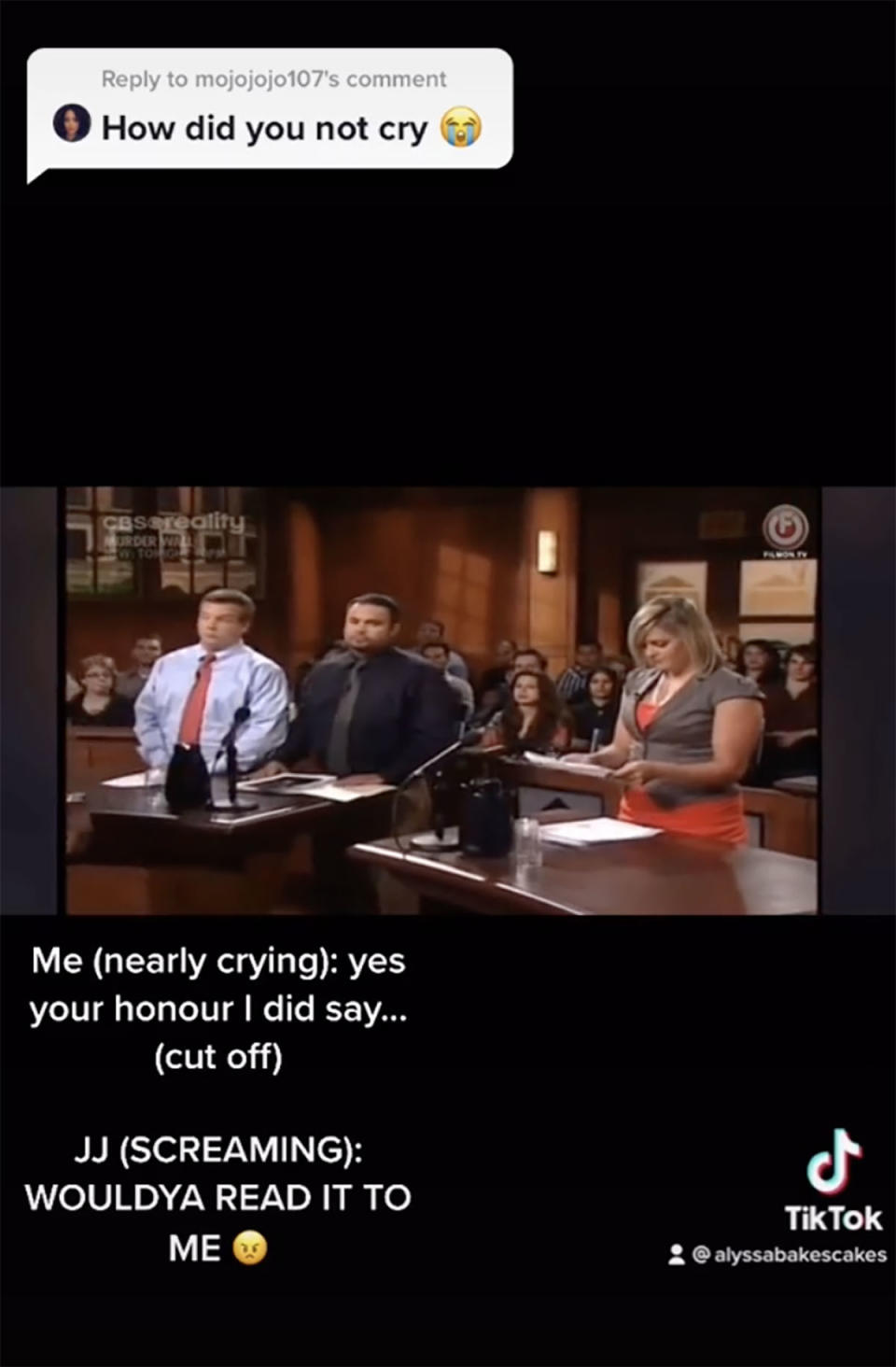 Screenshot of Alyssa's TikTok showing a clip from Judge Judy