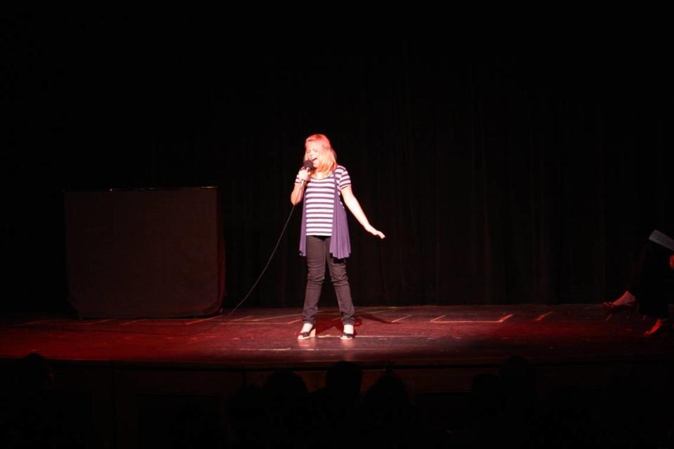 Reneé Rapp, at age 10, performing during Theatre Charlotte’s Junior Cabaret show in October 2010. She sang Kelly Clarkson’s “Breakaway.”