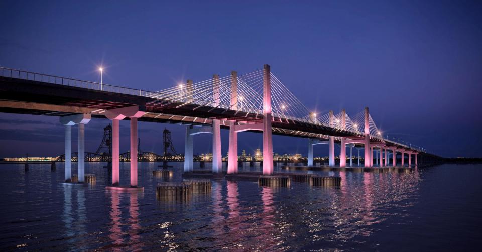 A rendering of the proposed new eight-lane Newark Bay Bridge that would replace the existing four-lane bridge between Newark and Bayonne.