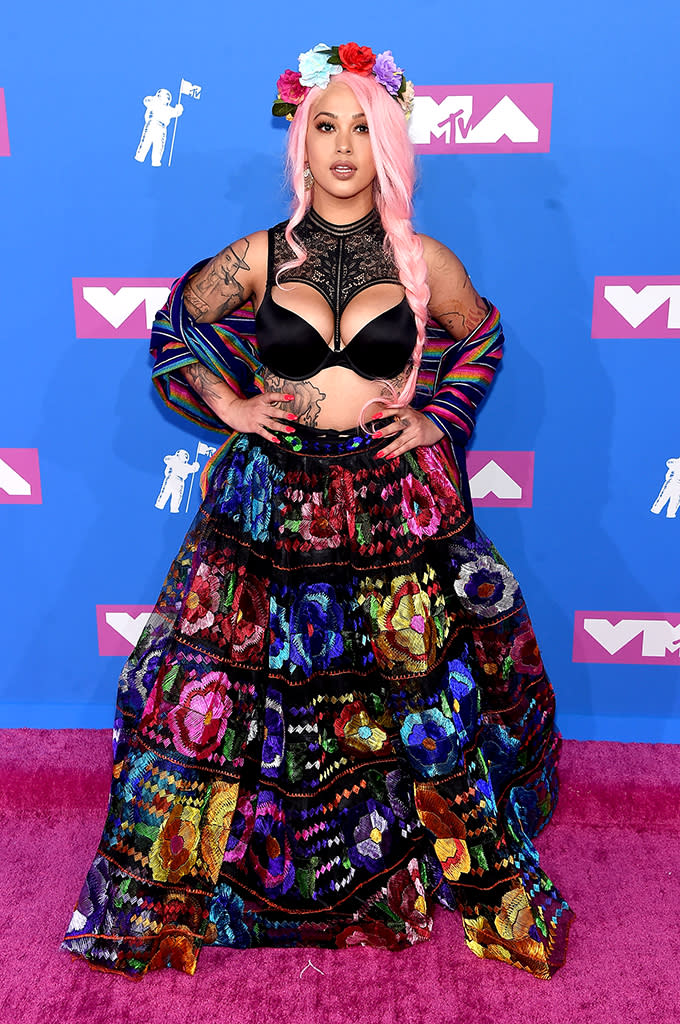 <p>Lily Barrios attends the 2018 MTV Video Music Awards at Radio City Music Hall on August 20, 2018 in New York City. (Photo: Jamie McCarthy/Getty Images) </p>