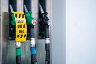 An ‘out of use’ sign on pumps at a petrol station in west London