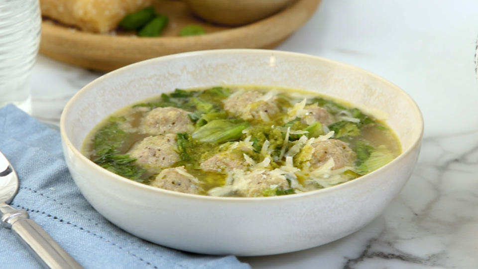 Turkey-Pesto Meatball Soup