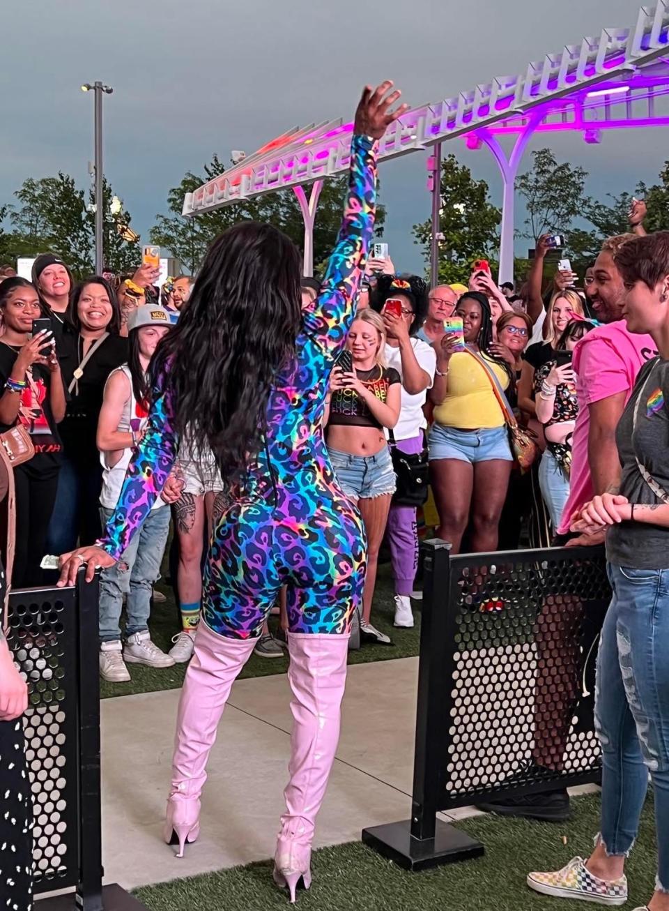 Drag queen Kardi Redd Diamond performs during the Stark Pride Festival last summer. The Canton resident is a well-known drag artist in Northeast Ohio.