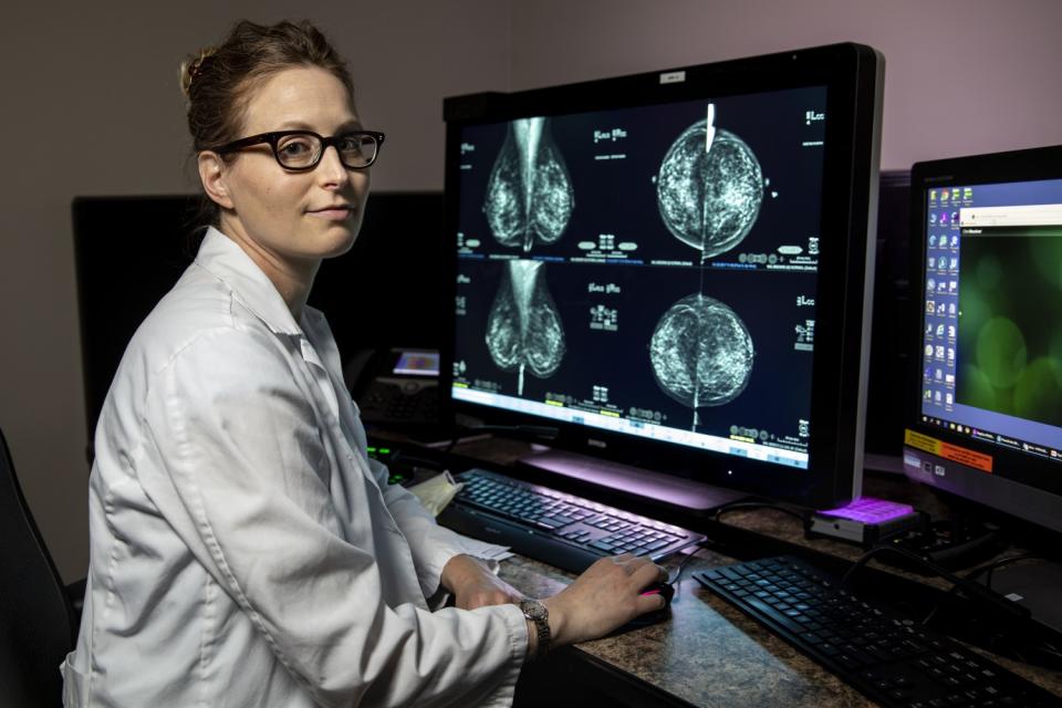 Dr. Hannah Milch at her workstation at UCLA.