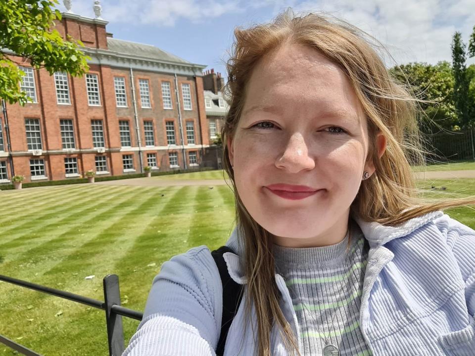 Mikhaila Friel outside Kensington Palace in London