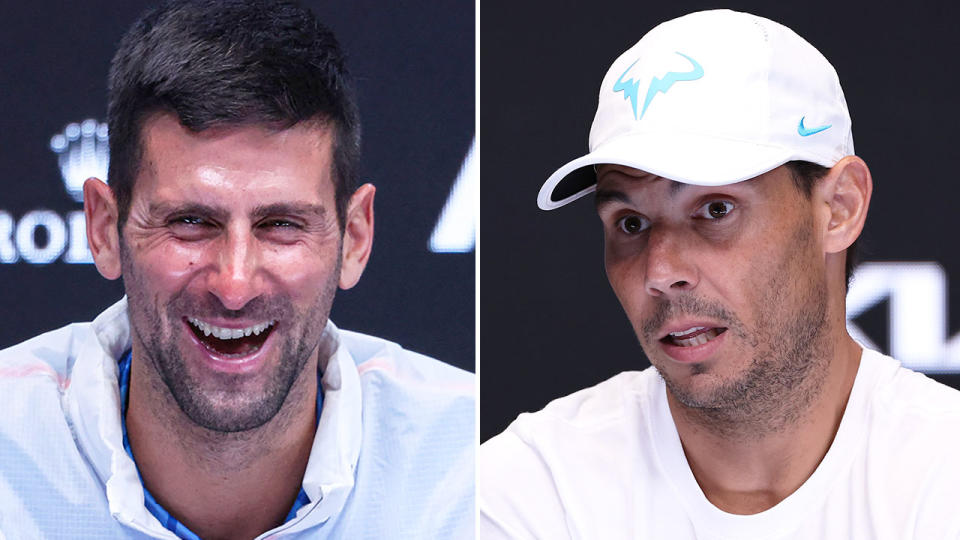 Pictured right to left, Rafa Nadal and his great tennis rival, Novak Djokovic. 