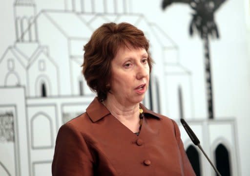 Britain, France and Germany have officially called for new European Union sanctions against Iran over its nuclear program, diplomats said Sunday. The foreign ministers of the three countries wrote to EU foreign policy chief Catherine Ashton, pictured in May 2012, calling for tougher measures