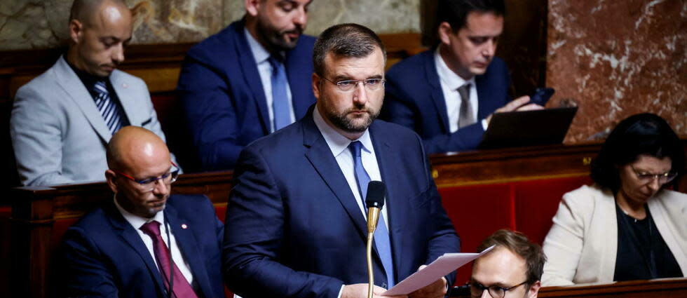 Grégoire de Fournas dans l'hémicycle lors d'une séance de questions au gouvernement, le 26 juillet 2022.  - Credit:Thomas Padilla / MAXPPP / /MAXPPP