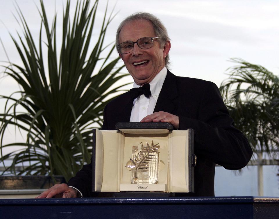 Ken Loach poses with his Palme d’Or for “The Wind That Shakes the Barley” - Credit: Christophe Karaba/EPA/REX/Shutterstock