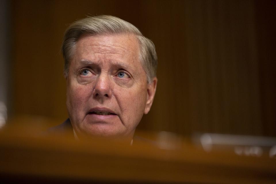 Sen. Lindsey Graham (R-SC) questions Kelly Craft, President Trump's nominee to be Representative to the United Nations, during her nomination hearing before the Senate Foreign Relations Committee on June 19, 2019 in Washington, DC.