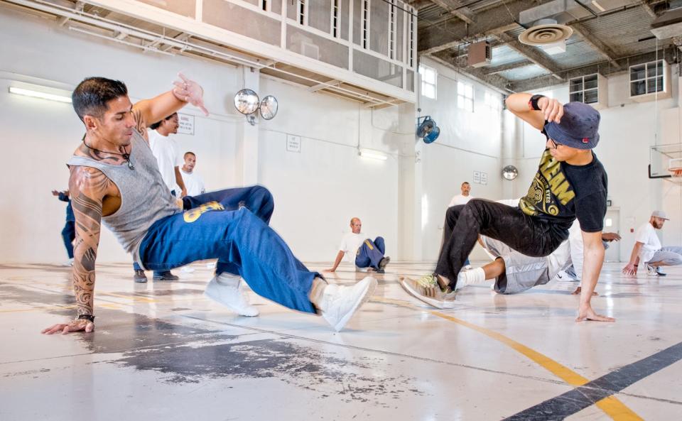 Peter Merts photos show California Prison Arts Programs Hip-hop dance class at Ironwood State  Prison - 2016