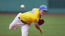 Boston Red Sox starting pitcher Nick Pivetta delivers during the first inning of a baseball game against the Cleveland Guardians at Fenway Park, Monday, July 25, 2022, in Boston. (AP Photo/Charles Krupa)