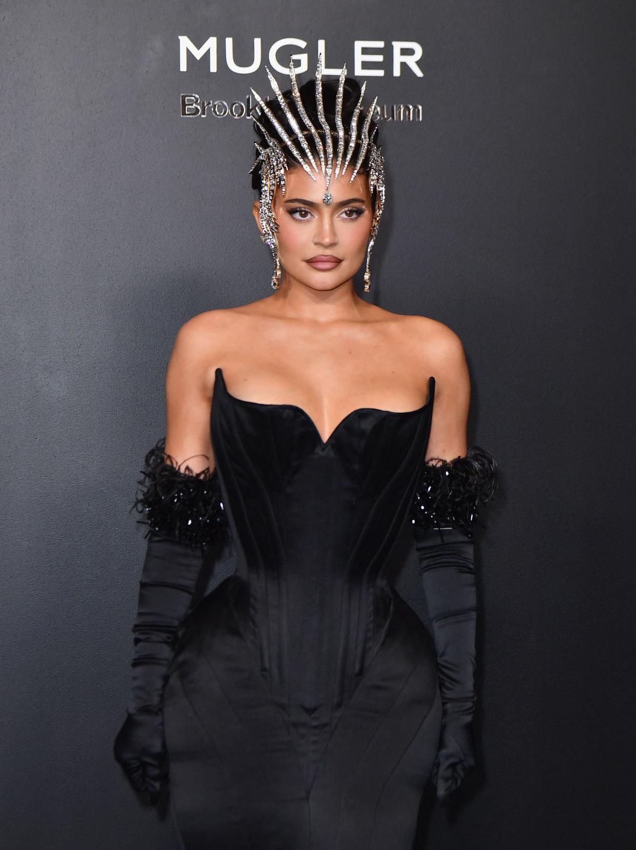 Kylie Jenner arrives to the opening of the Thierry Mugler: Couturissime exhibition at the Brooklyn Museum in the Brooklyn borough of New York City, on November 15, 2022.