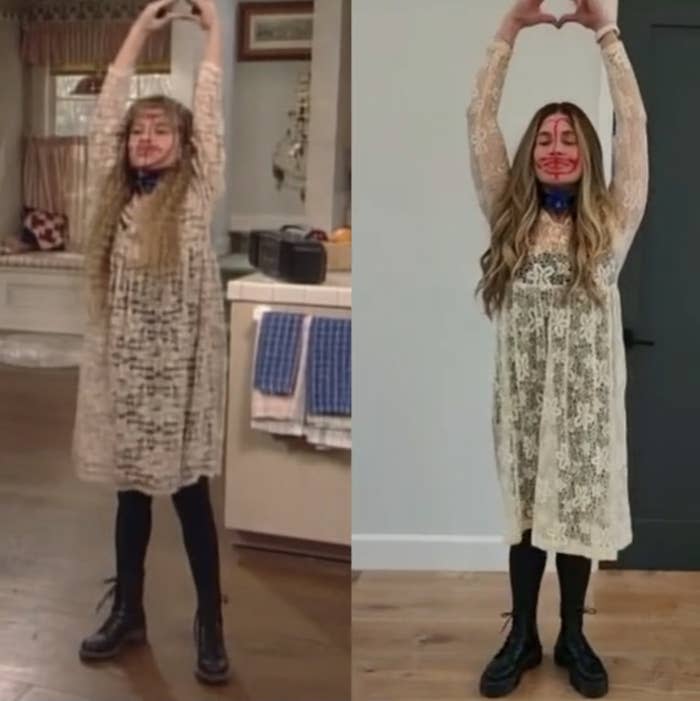 Side-by-side of Danielle Fishel as Topanga in "Boy Meets World"