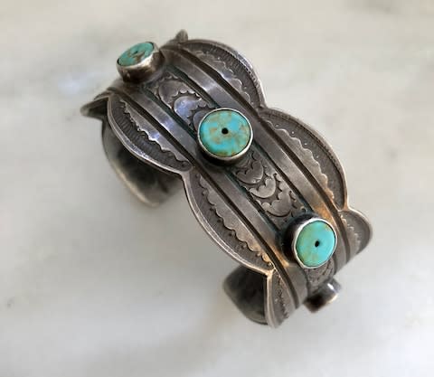 Turquoise and silver Michael Castillo cuff