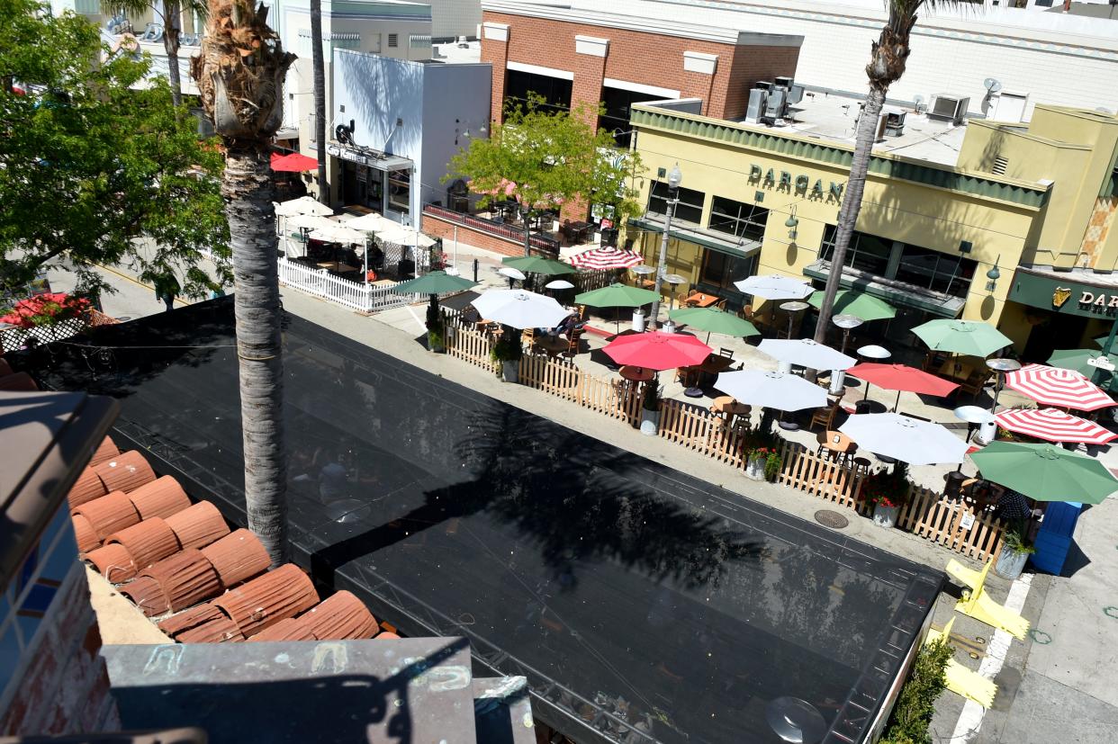 Outdoor dining areas have become prevalent along Main Street in downtown Ventura as portions of the street remain closed to cars. The closure is is set to end in June, but what comes next is up in the air.