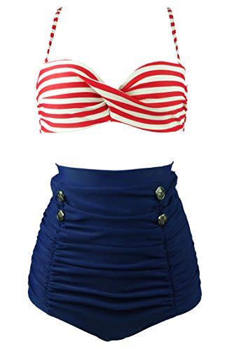 14) COCOSHIP Vintage High Waisted Bikini