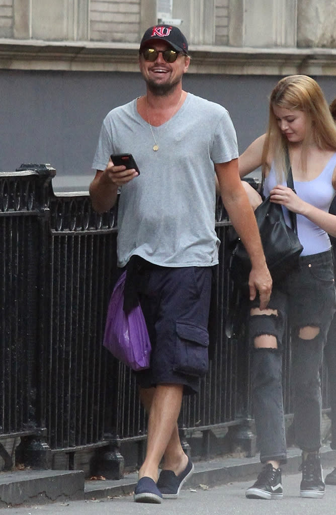 <p>It was just this past July that Leo was spotted out and about in Manhattan’s East Village doing what he loves, but eagle-eyed photographers spotted something amiss on the left side of his chest. Could that really <a rel="nofollow noopener" href="http://www.tmz.com/2017/07/16/is-leonardo-dicaprio-suction-cup-heart-monitor/" target="_blank" data-ylk="slk:be a pacemaker;elm:context_link;itc:0;sec:content-canvas" class="link ">be a pacemaker</a>? Could Leo’s love of walking be affecting his health? Granted, he does walk a lot, and trainers say it’s a good idea to have a rest day. Please, Leo — make sure you’re not doing too much. We want to enjoy your walking as much as you do for many years to come. (Photo: Backgrid) </p>