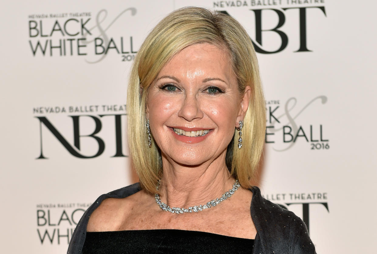 LAS VEGAS, NV - JANUARY 23:  Entertainer and honoree Olivia Newton-John attends Nevada Ballet Theatre's 32nd annual Black & White Ball at Wynn Las Vegas on January 23, 2016 in Las Vegas, Nevada.  (Photo by David Becker/Getty Images)