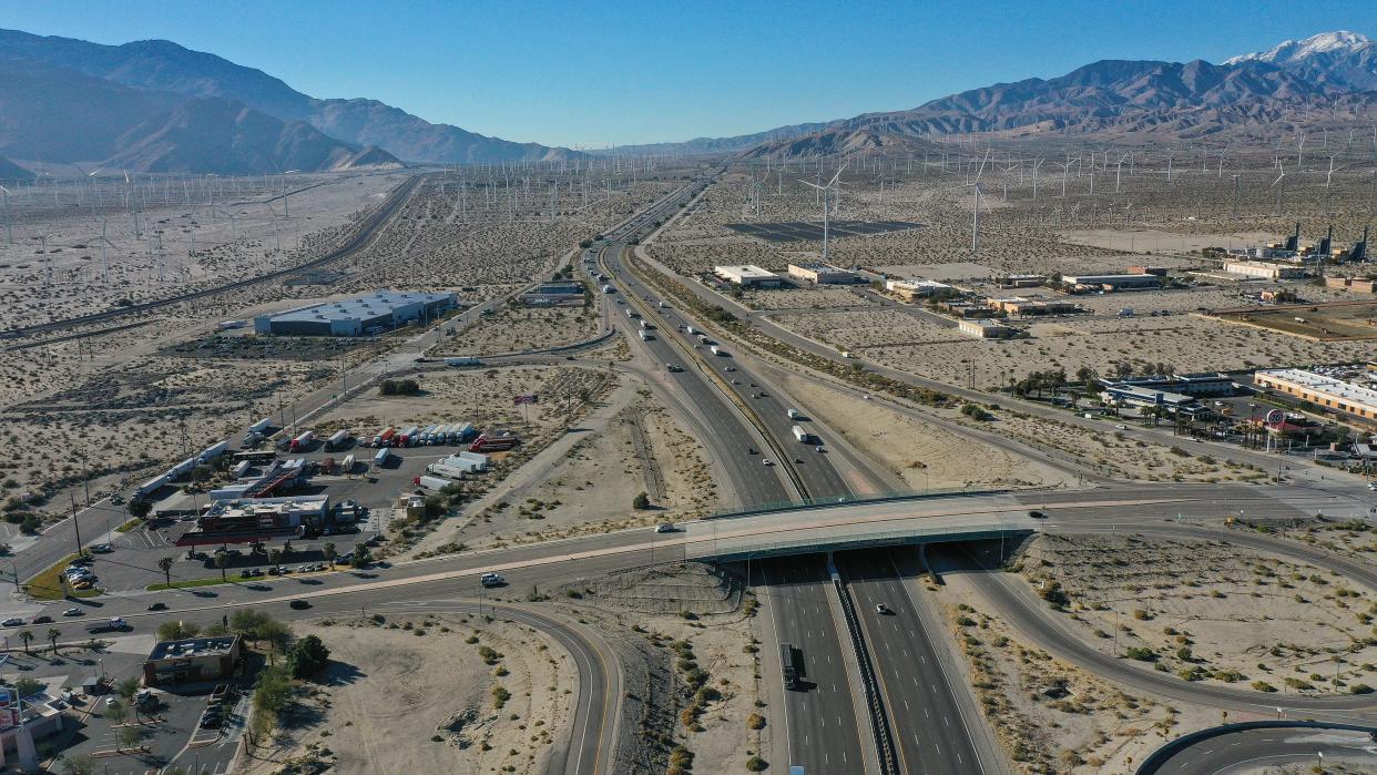 The Indian Canyon Drive and Interstate 10 intersection in north Palm Springs, seen on Jan. 6.