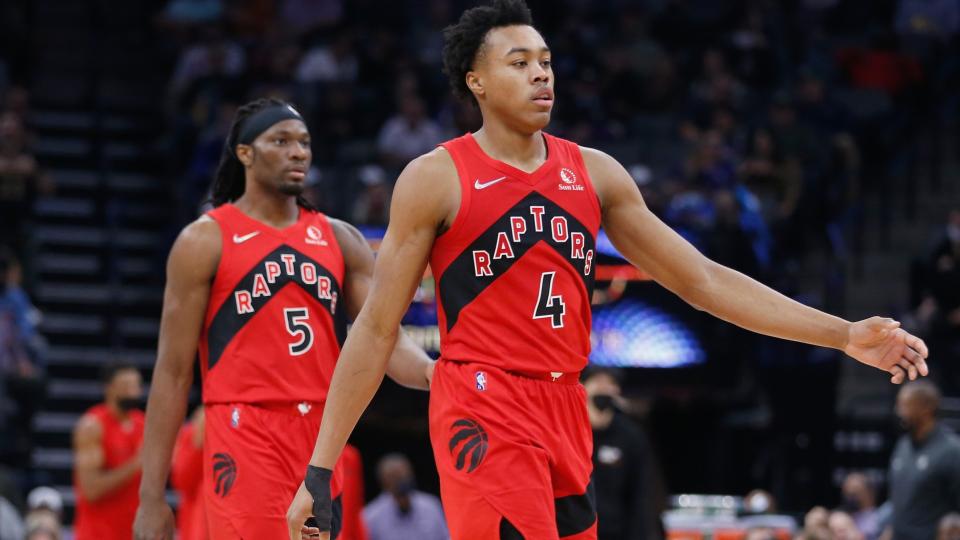 The youth is showing for the 2021-22 Raptors. (Photo via Getty)