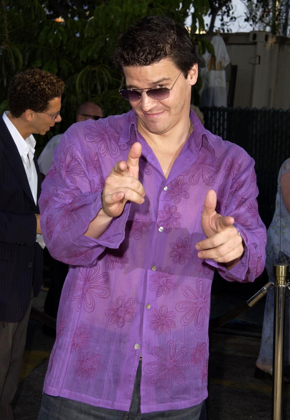 David Boreanaz in a purple shirt