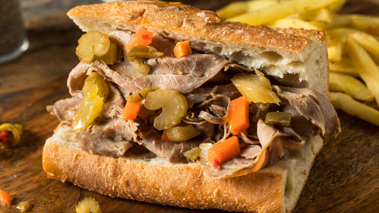 An Italian beef sandwich