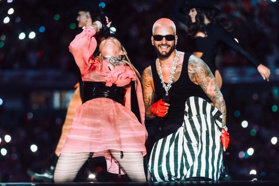 Watch Madonna Give Maluma a Lap Dance at His Hometown Medallo En El Mapa Stadium Concert Photo Credit is Phraa