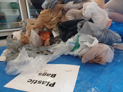 Since it began in 2020, the Bahr Marine Ecology Lab Solutions to Pollution beach cleanups have collected nearly 500 pounds of trash. Image courtesy of BMEL alumni Morgan Bruce and BMEL Principal Investigator Dr. Keisha Bahr.