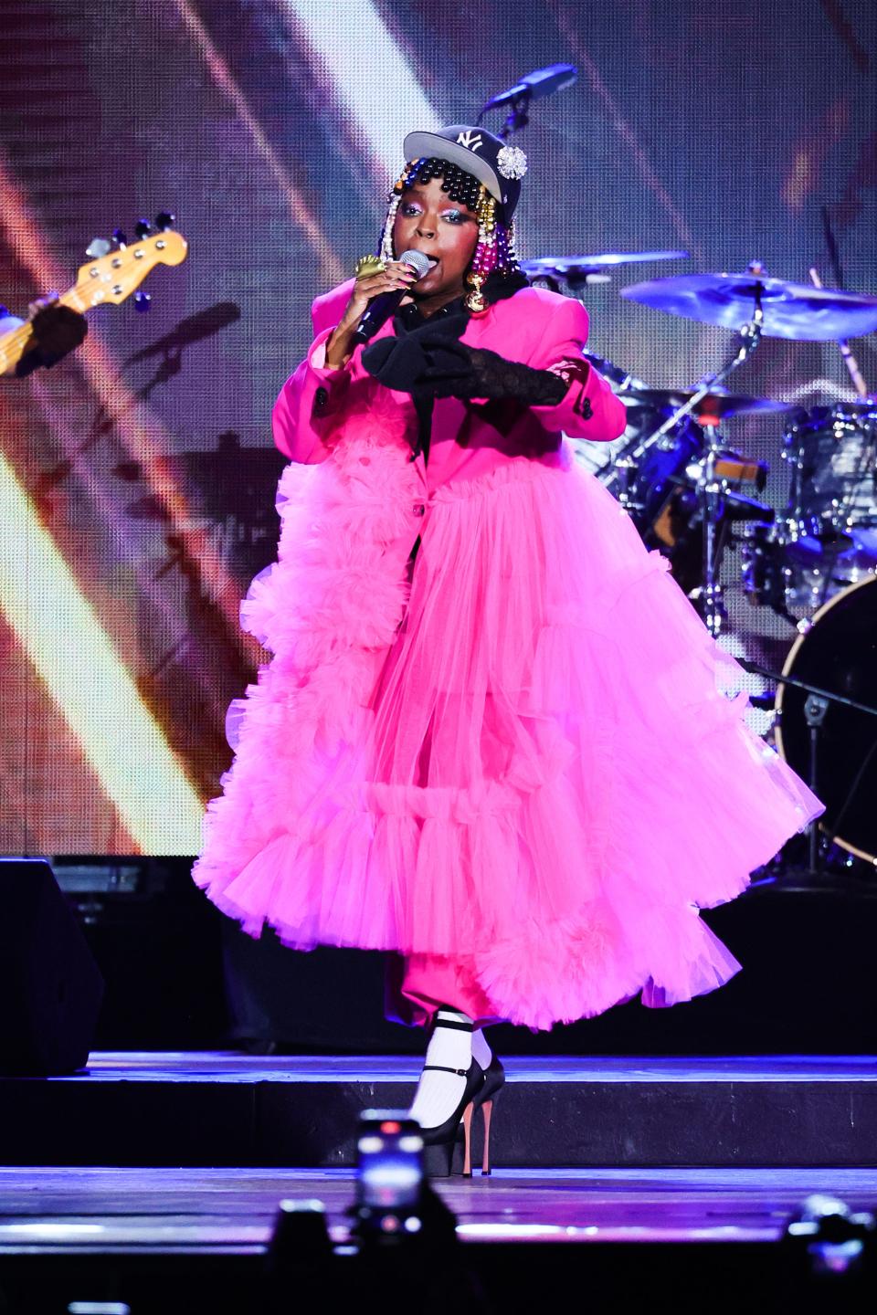 Lauryn Hill performs on stage during Hip Hop 50 Live at Yankee Stadium on Aug. 11, 2023, in New York City.