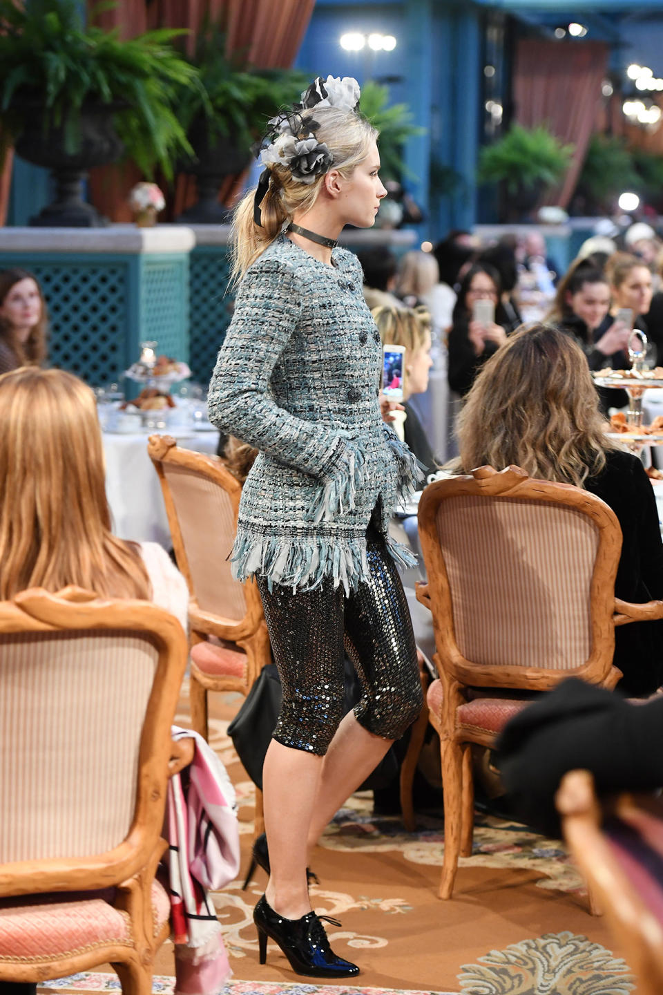 <p>Lottie Moss, Kate's step sister, models sequin pedal pushers and a fringed tweed jacket.</p> <h4>Getty Images</h4> <ul> <strong>Related Articles</strong> <li><a rel="nofollow noopener" href="http://thezoereport.com/fashion/style-tips/box-of-style-ways-to-wear-cape-trend/?utm_source=yahoo&utm_medium=syndication" target="_blank" data-ylk="slk:The Key Styling Piece Your Wardrobe Needs;elm:context_link;itc:0;sec:content-canvas" class="link ">The Key Styling Piece Your Wardrobe Needs</a></li><li><a rel="nofollow noopener" href="http://thezoereport.com/beauty/celebrity-beauty/khloe-kardashian-drugstore-shampoo/?utm_source=yahoo&utm_medium=syndication" target="_blank" data-ylk="slk:You Can Buy Khloé Kardashian's Favorite Shampoo At Target;elm:context_link;itc:0;sec:content-canvas" class="link ">You Can Buy Khloé Kardashian's Favorite Shampoo At Target</a></li><li><a rel="nofollow noopener" href="http://thezoereport.com/beauty/celebrity-beauty/zendaya-hairstyles/?utm_source=yahoo&utm_medium=syndication" target="_blank" data-ylk="slk:Zendaya Explains Why She Experiments With Different Hairstyles;elm:context_link;itc:0;sec:content-canvas" class="link ">Zendaya Explains Why She Experiments With Different Hairstyles</a></li></ul>