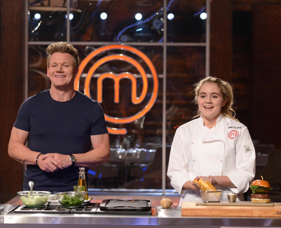 Gordon Ramsay and daughter Matilda Ramsay appear on Junior MasterChef. (Photo by FOX Image Collection via Getty Images)