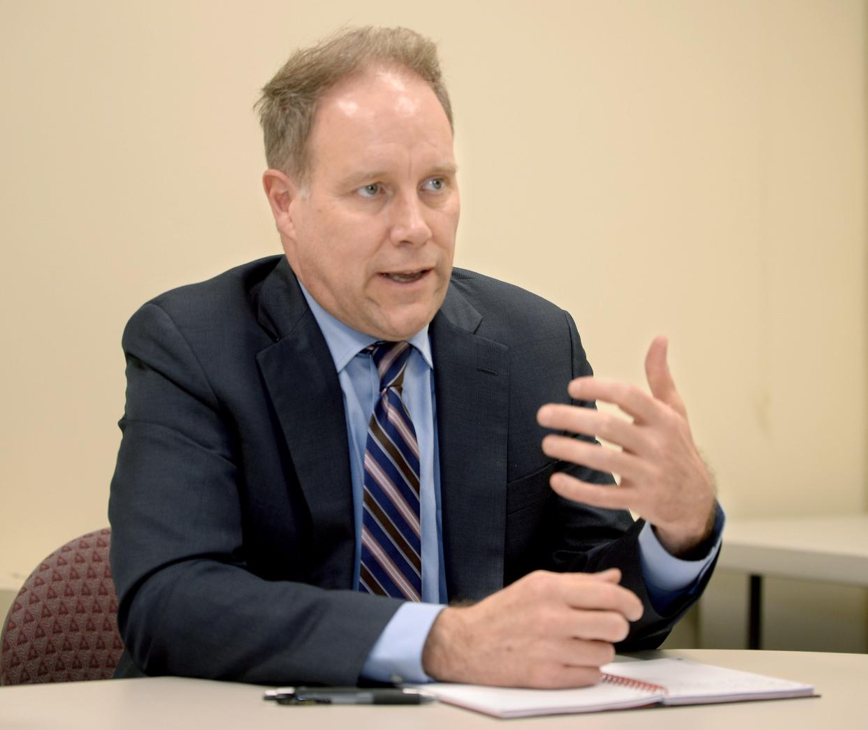 U.S. Department of Energy Assistant Secretary Brad Crabtree answers questions during an interview at the Stratton Building Tuesday April 16, 2024.