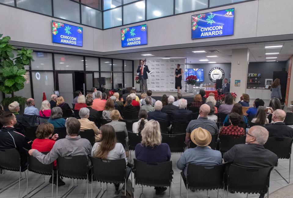 The first-ever CivicCon Awards at the Studer Community Institute building in downtown Pensacola on Monday, Dec. 6, 2021.