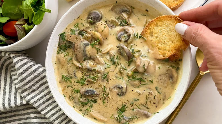 Hungarian mushroom soup with paprika 