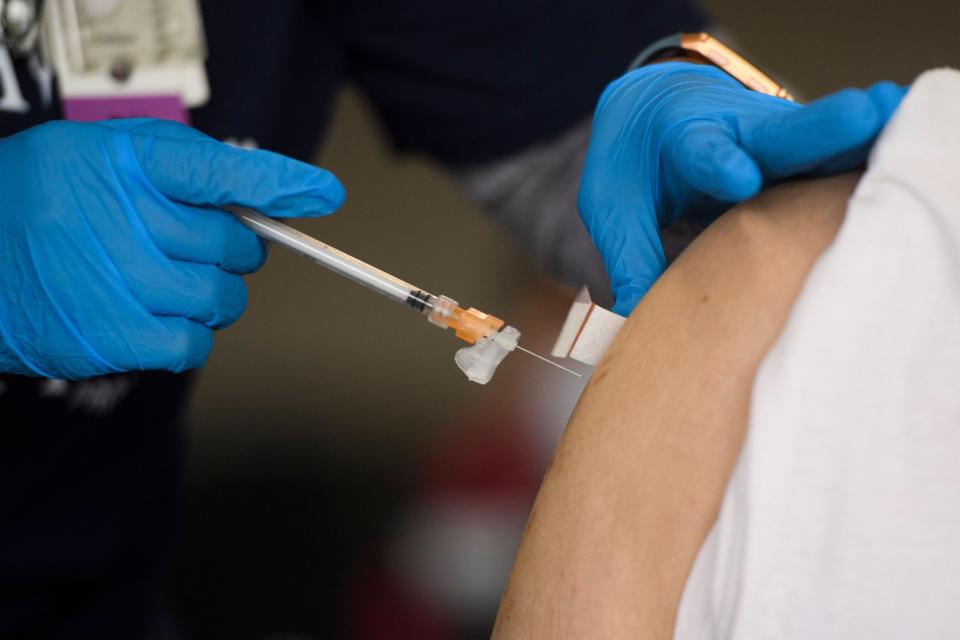 COVID-19 vaccine on April 17, 2021, in Gardena, California.