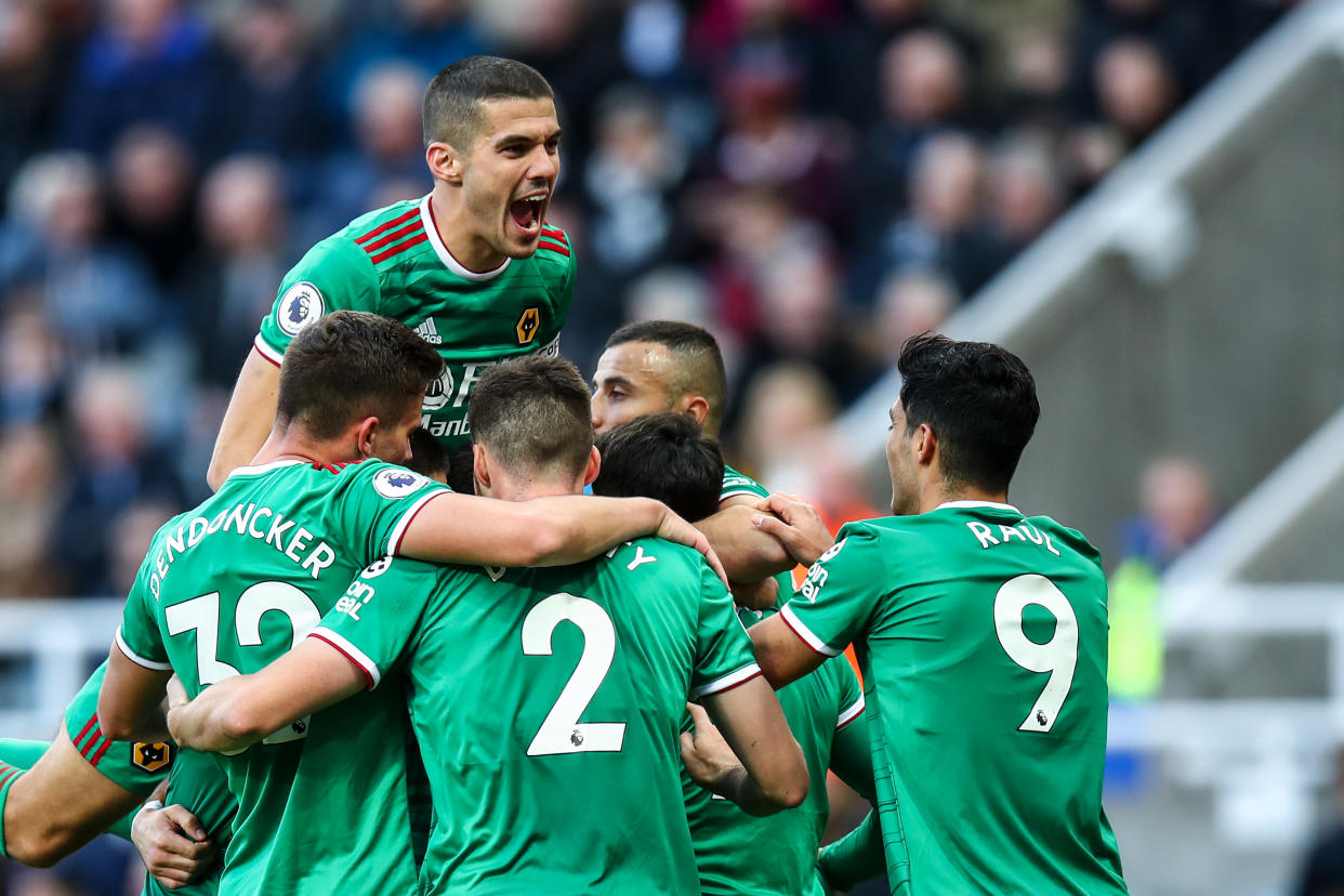 Jonny of Wolverhampton Wanderers celebrates after scoring a goal to make it 1-1. (Credit: Getty Images)