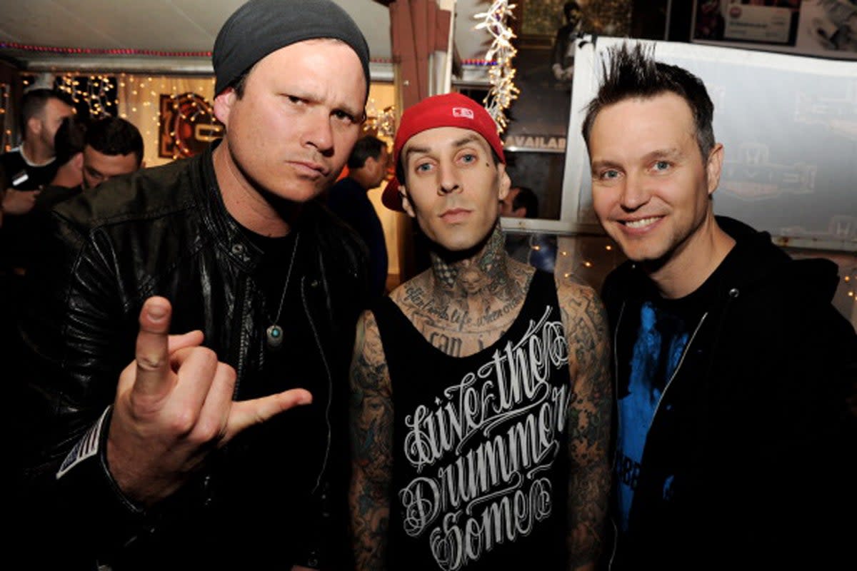 Musicians Tom DeLonge, Travis Barker, and Mark Hoppus, of Blink-182, in 2011  (Kevin Winter/Getty Images)